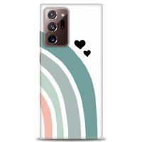 Samsung Galaxy Note 20 Ultra Kılıf HD Baskılı Kılıf - Gökkuşağı ve Kalpler + Tam Ekran Koruyucu