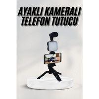 Telefon Tutucu Led Işıklı Kumandalı Mikrofon Telefon Vlog Video Kayıt
