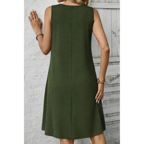 Kadın Askılı Yuvarlak Yakalı önden Pileli Kısa Aerobin Elbise