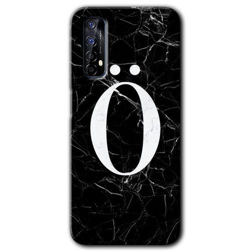 Potkal Hediye Fabrikası Realme 7 Kılıf HD Desen Baskılı Arka Kapak - Siyah Mermer Desenli Ö Harfi