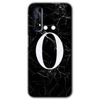 Potkal Hediye Fabrikası Realme 7 Kılıf HD Desen Baskılı Arka Kapak - Siyah Mermer Desenli Ö Harfi