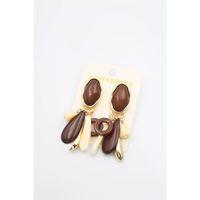 Taşlı Sallantılı Küpe - Kahverengi