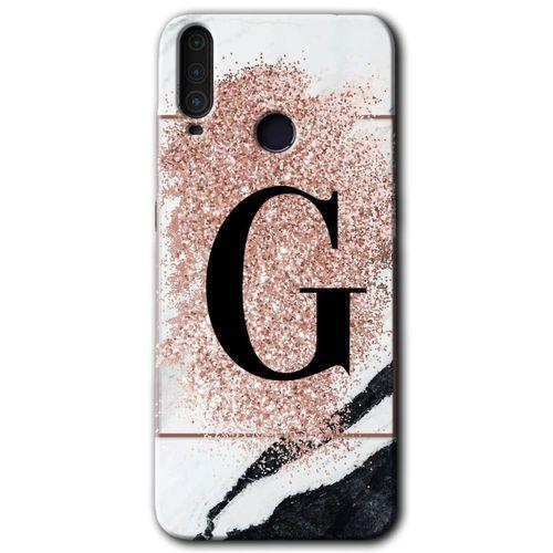 General Mobile GM 10 HD Baskılı Kılıf + 9D Tam Ekran Koruyucu - Pembe Mermer Desenli G Harfi