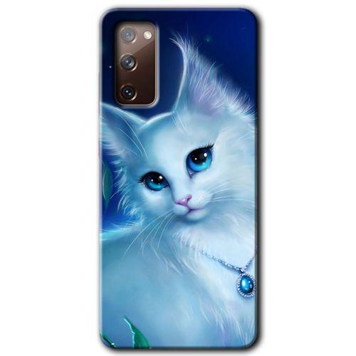 Samsung Galaxy S20 FE Kılıf Baskılı Kapak - Cat Glance + 5D Tam Kaplayan Cam