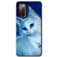 Samsung Galaxy S20 FE Kılıf Baskılı Kapak - Cat Glance + 5D Tam Kaplayan Cam
