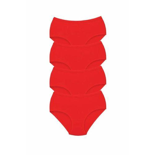 4 Adet Tutku Kadın Yüksek Bel Bato Kalın Lastik Külot Kırmızı