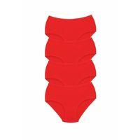 4 Adet Tutku Kadın Yüksek Bel Bato Kalın Lastik Külot Kırmızı