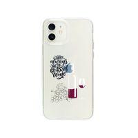 iPhone 12 Mini Wine Tasarımlı Premium Şeffaf Silikon Kılıf