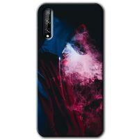 MRCİLETİSİM Huawei P Smart S Kılıf HD Desen Baskılı Arka Kapak + Temperli Cam - Smoke-Man