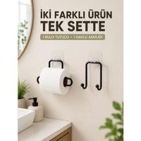 Pratik Yapışkanlı Rulo Kağıtlık Ve Havlu Bez Askılığı 2 Parça Düzenleyici Set