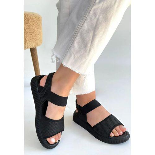 Jake Siyah Hasır Cilt Sandalet