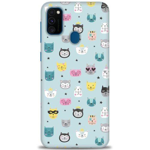 Samsung Galaxy M30S Kılıf HD Baskılı Kılıf - Cats + Tam Ekran Koruyucu