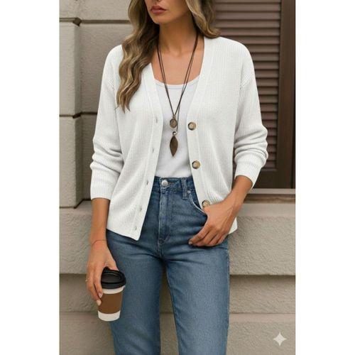 Düğme Detay Triko Bluz