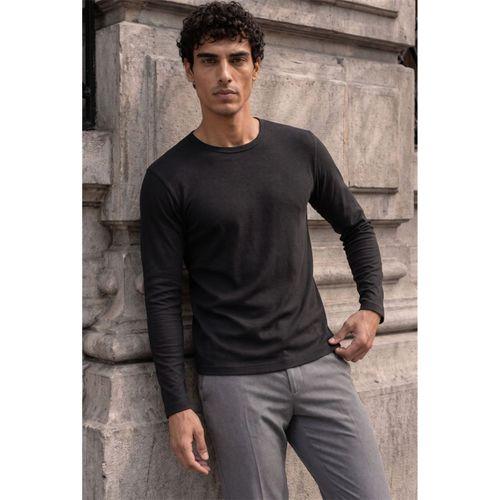 Ribera Regular Fit Pamuklu Likralı Fitilli Erkek Sweatshirt - Siyah