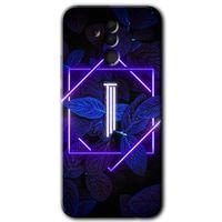 Huawei Mate 20 Lite Kılıf HD Desen Baskılı Arka Kapak - Dark Neon Yaprak I Harfi + Kırılmaz Cam