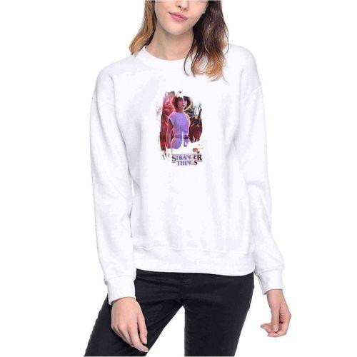 Stranger Things Nancy Wallpaper Baskılı Beyaz Kadın Sweatshirt