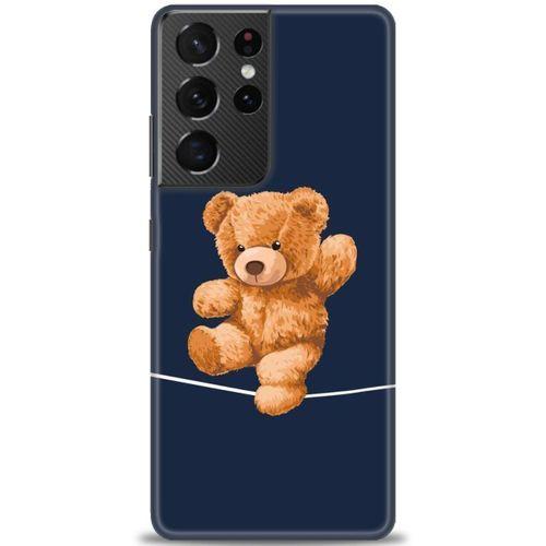 Samsung Galaxy S21 Ultra Kılıf HD Baskılı Kılıf - İpteki Teddy + Tam Ekran Koruyucu