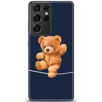 Samsung Galaxy S21 Ultra Kılıf HD Baskılı Kılıf - İpteki Teddy + Tam Ekran Koruyucu