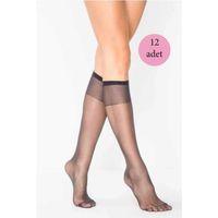 12 Adet Kadın Diz Altı Parlak Fit 15 Denye Çorap Siyah