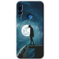 Huawei P Smart Z Kılıf HD Desen Baskılı Arka Kapak + Temperli Cam - Dolunay Yalnızlık
