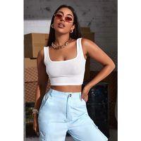 Kadın Beyaz Kalın Askılı Crop Top Büstiyer