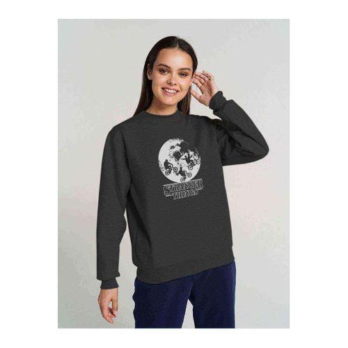 Stranger Things Bikes World Baskılı Füme Antrasit Kadın Sweatshirt