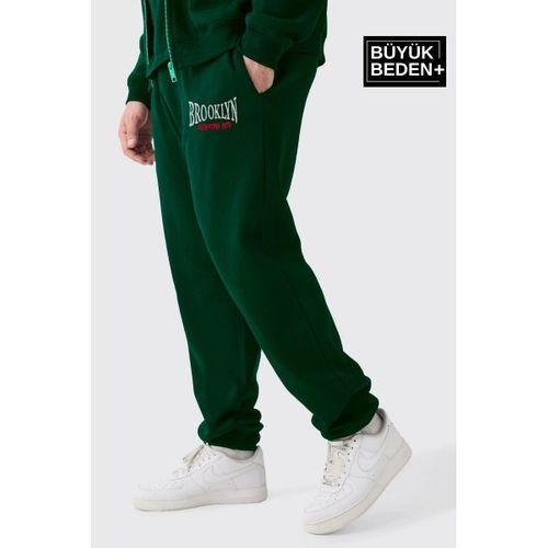 Erkek Büyük Beden Paça Lastikli Buyuk Brooklyn Baskılı İnce Eşofman Altı  SPR24BEA49