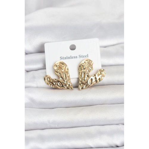 316L Çelik Gold Renk Kalp Model Kadın Küpe