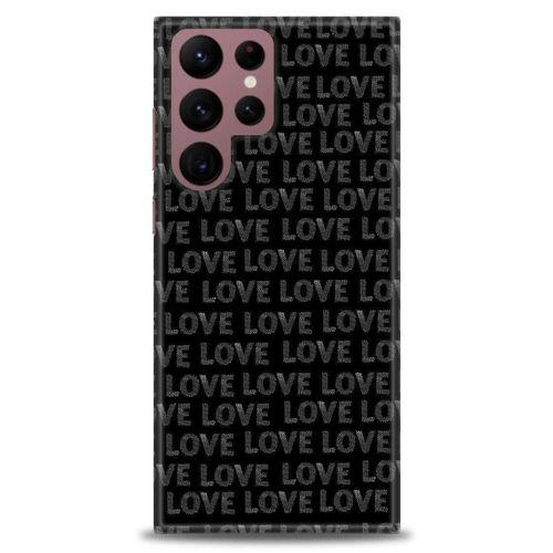 Samsung Galaxy S22 Ultra Kılıf HD Baskılı Kılıf - Black Love + Tam Ekran Koruyucu