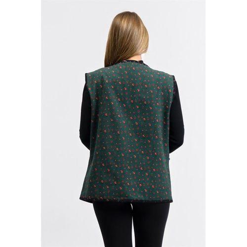 Kolsuz Meryem Çift Taraflı Cepli Pazen Kışlık Yelek Yeşil/Bordo Yşl/Brd