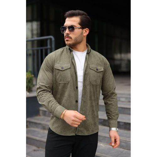 Erkek Uzun Kollu Cepli Kadife Gömlek