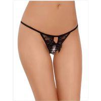 Fantezi Arkası Açık Fiyonklu Siyah Dantel String - Tanga
