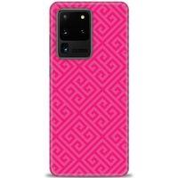 Samsung Galaxy S20 Ultra Kılıf HD Baskılı Kılıf - Pembe Mozaik + Tam Ekran Koruyucu