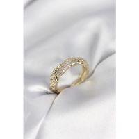 Zirkon Taşlı Puntalı Gold Renk Kadın Yüzük