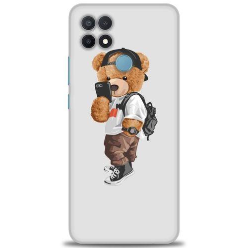 Oppo A15S Kılıf HD Baskılı Kılıf - Teddy Bear Cool + Tam Ekran Koruyucu