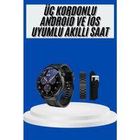 Amoled Ekran Akıllı Saat Üç Kordonlu İos Android Uyumlu