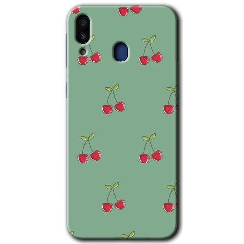 Galaxy M10s Kılıf HD Desen Baskılı Arka Kapak - Kiraz Berry + Kırılmaz Cam