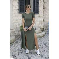 Kadın Kısa Kollu Sırt Dekolteli Yırtmaç Detaylı Viskon Elbise