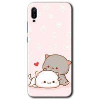 Huawei Y6 2019 Kılıf Kapak - Kedi Aşkı +Hayalet Ekran Yandan Gözükmez