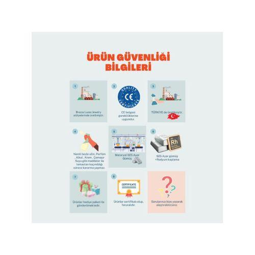 Nazar Boncuklu Asansör Kilitli Kadın Gümüş Bileklik