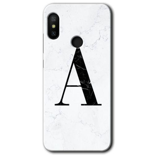 Potkal Hediye Fabrikası Xiaomi Mi Max 3 Kılıf HD Desen Baskılı Arka Kapak - Beyaz Mermer Desenli A Harfi