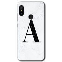 Potkal Hediye Fabrikası Xiaomi Mi Max 3 Kılıf HD Desen Baskılı Arka Kapak - Beyaz Mermer Desenli A Harfi