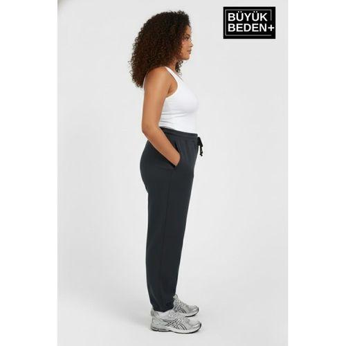 Kadın Büyük Beden Paça Lastikli İki İplik Rahat Kalıp ince Eşofman Altı SPR26BEAK951