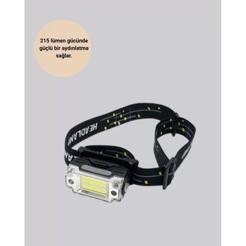 Beyaz Led Işık Sensörlü Kafa Lambası Lityum Batarya Led El Fenerli Şarjlı