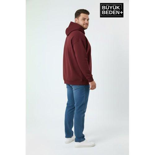Erkek Büyük Beden İnce Kapşonlu Kollar Ve Etek Ribanalı Swatshırt SPR26BSW957