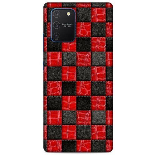 Samsung Galaxy S10 Lite Kılıf Patchwork (47) Crystal Flex Kılıf Siyah Kırmızı