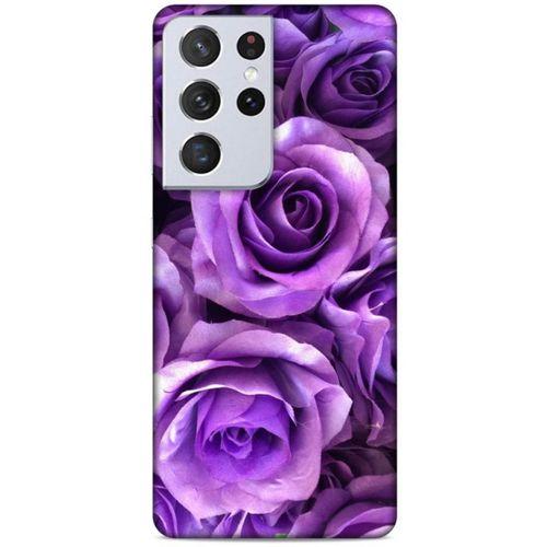 Samsung Galaxy S21 Plus Uyumlu Kılıf Mor Delisi (40) Fit Silikon Kılıf Büyük Güller
