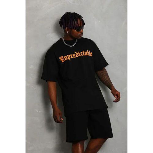 Erkek Baskılı T-Shirt Kısa Kol Bisiklet Yaka Regular Fit Rahat Kalıp Günlük Tişört - Siyah