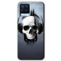 Realme 8 Kılıf Baskılı Arka Kapak - Müzik Kurukafa +Tam Ekran Koruyucu