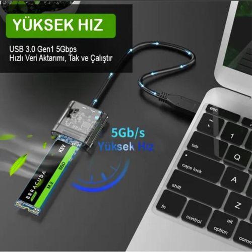 Sepetinegelsin M.2 Sata USB 3.0 Gen1 SSD Harddisk Kutusu M.2 NGFF- JMS578